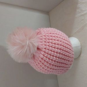 Kyi kyi Canada Faux Fur Pompom Classic Knit Beanie Women's Color Pink one size